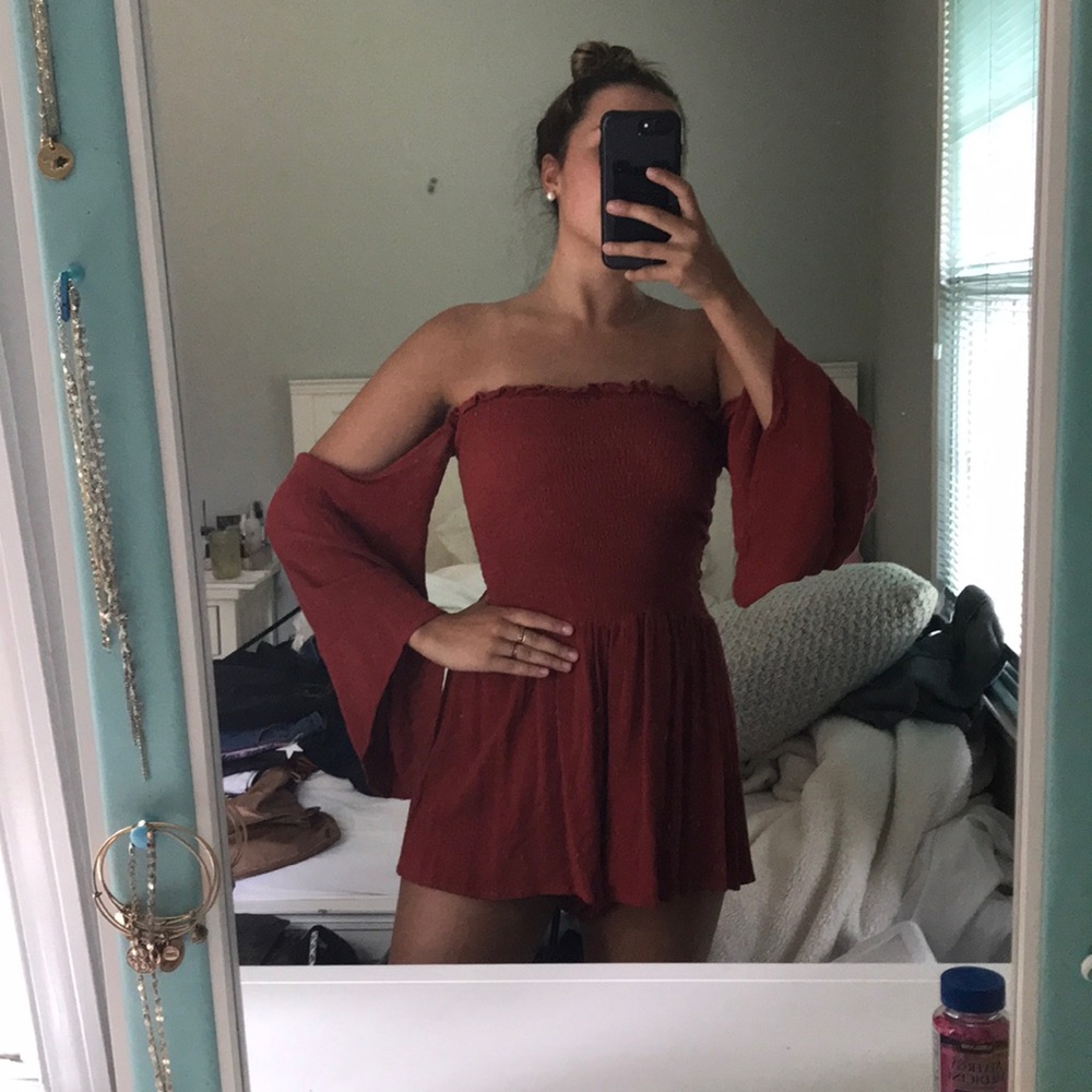hello molly maroon romper